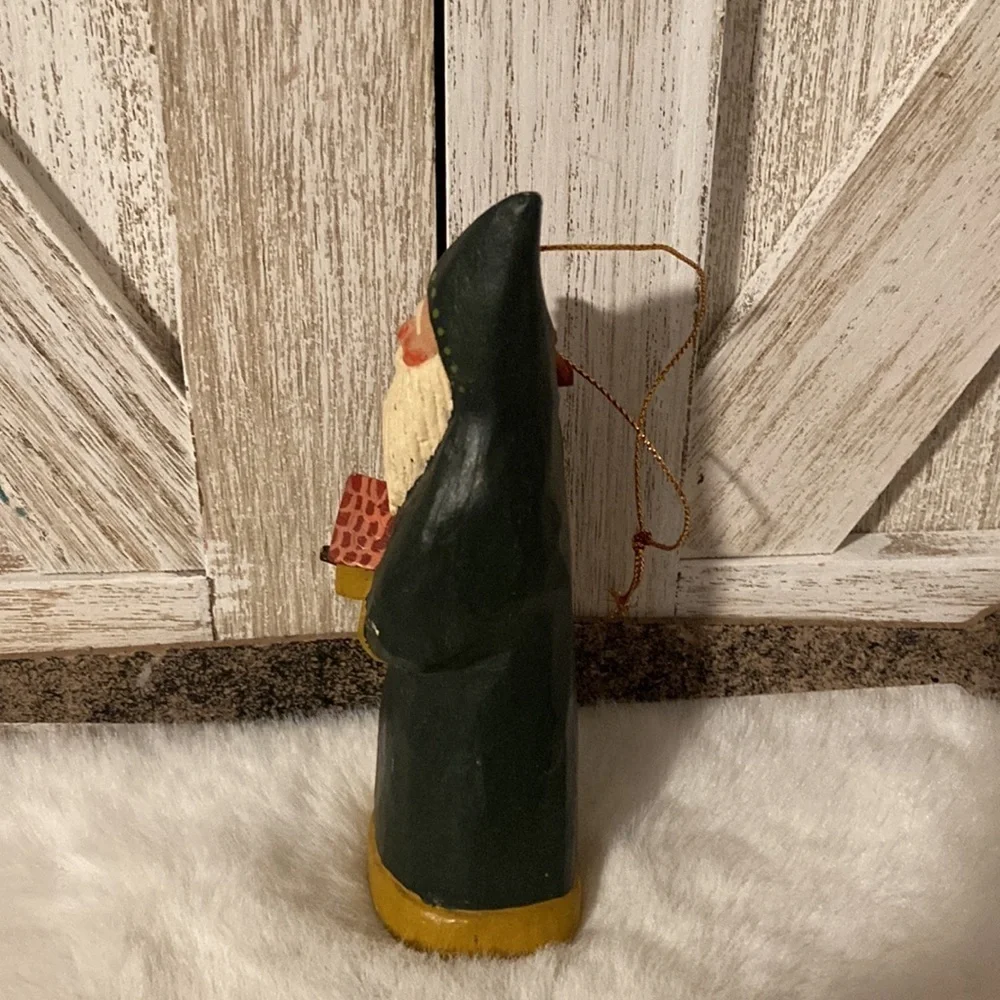 Vintage 1995 House of Hatten Susan M Smith Santa with Bird Ornament